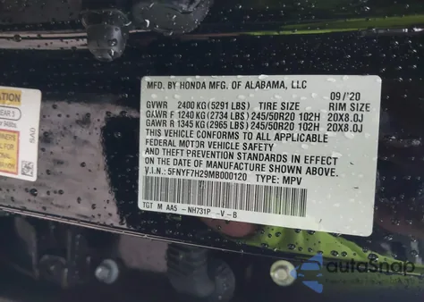 2021 Honda Passport 2Wd Sport from USA, damaged, VIN 5FNYF7H29MB000120